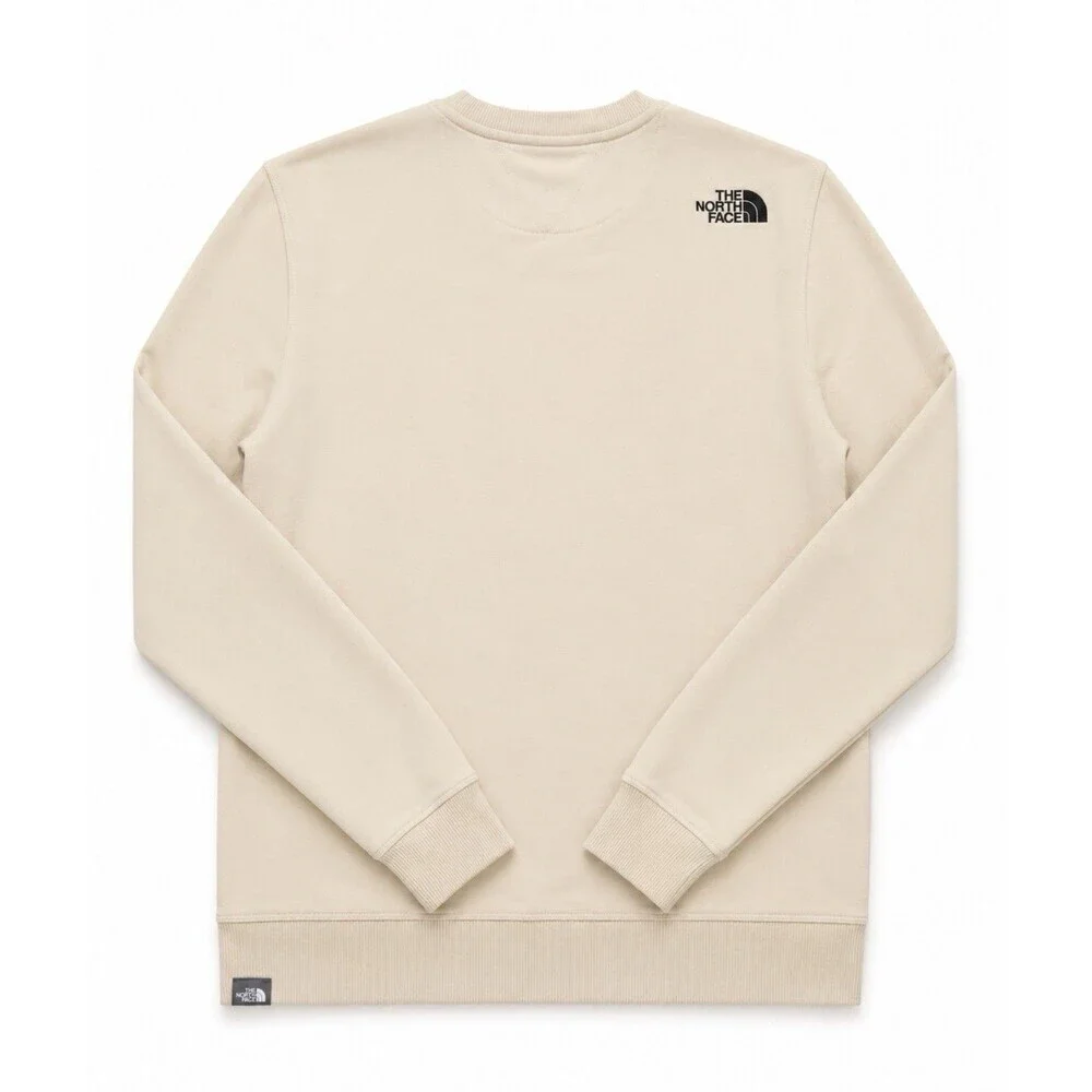The North Face Men's M Cream Beige Crewneck Sweatshirt Embroidered Logo Cotton